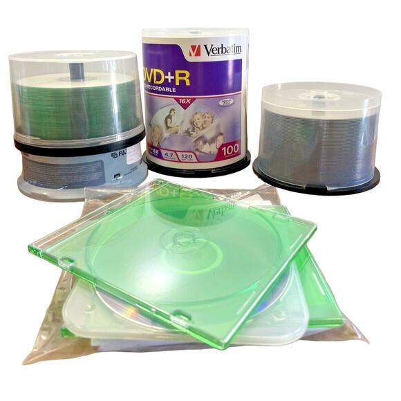 Recordable Disc Lot Verbatim DVD+R 4.7GB, Fujifilm CD-R & Mixed Brands - Picture 1 of 8